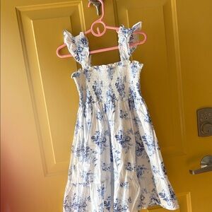 Janie and Jack Floral Blue and White  Dress 8